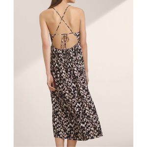 Aritzia Talula Cosimo Tie-Back Midi Dress in Black/Whitecap Grey, Size 4, NWoT